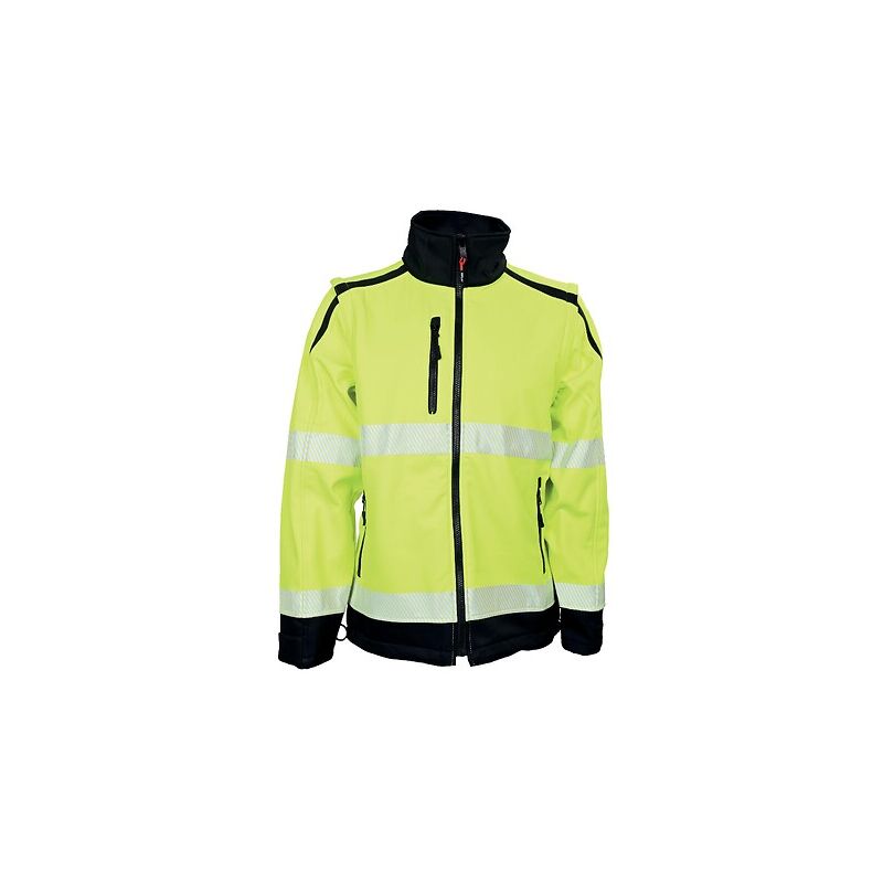 Softshell apollo haute visibilité homme manches amovibles coloris jaune fluo / noir taille l Kiplay