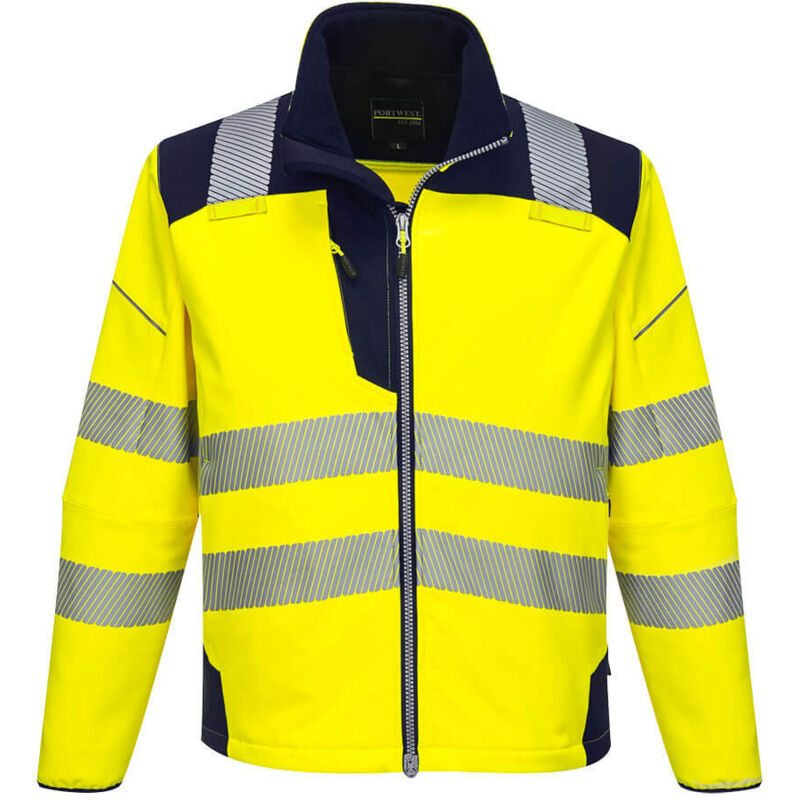 Portwest - Chaqueta Softshell de a.v PW3 colores en contraste, bandas termosoldadas T402 l Amarillo/Marino