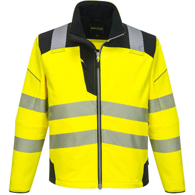 Portwest - Chaqueta Softshell de a.v PW3 colores en contraste, bandas termosoldadas T402 6XL Amarillo / Negro