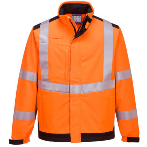 Softshell Modaflame Multi Norma Arc antiestático y antillamas de alta visibilidad MV72 L Naranja flúor / Azul marino