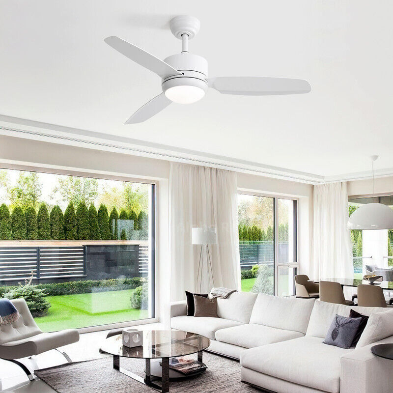 Ventilateur de Plafond 46 Pouces avec Lumière - 3 Pales abs - Moteur Courant Continu 6 Vitesses - Télécommande - Blanc - Sofucor