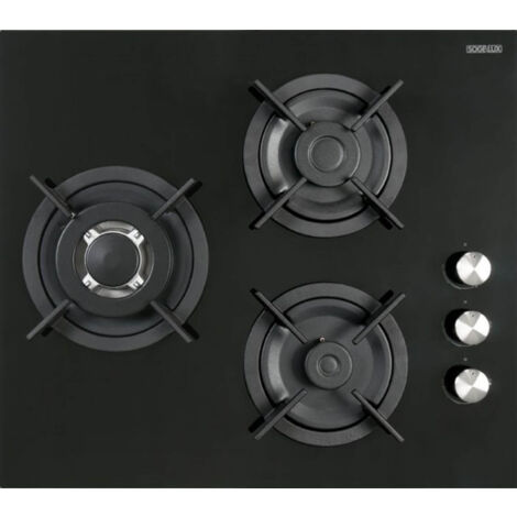 SOGELUX Plaque gaz 3 feux PC518NF 60cm verre noir