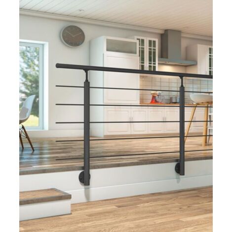 Sogem – Garde-corps en aluminium RAL 9005 – Longueur 150 cm – Fixation latérale – Pour balcons et patios – Montage facile avec boulons inclus