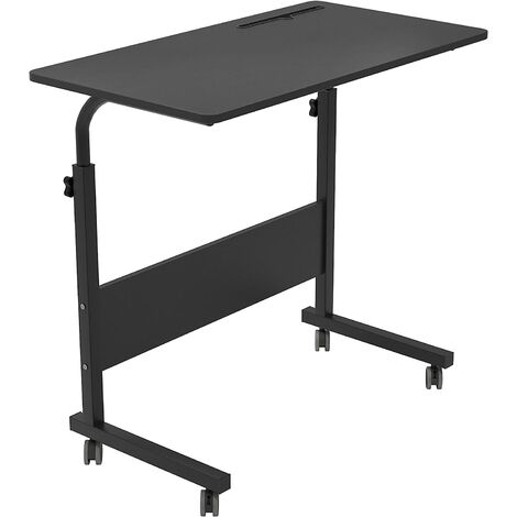 soges 05-3-80BK Höhenverstellbarer Laptop-Tisch Computertisch mit Tablet-Einschub, 80 x 40 cm, PC-Tisch, Sofatisch, PfleDEtisch, Beistelltisch mit Rollen, schwarz