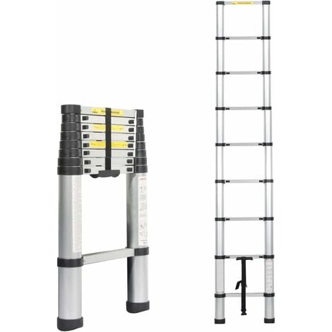 soges 2.6 M Télescopique Échelle en Aluminium Extension Télescopique Échelle Loft Multi-Purpose Ladder Portable Pliable