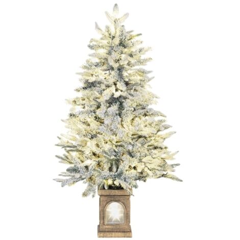 SOGES Albero di Natale artificiale, aspetto innevato, 100 LED, 8 modalità, plastica