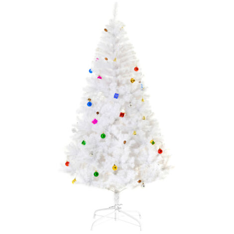 SOGES Albero di Natale artificiale da 180 cm con supporto e decorazione in bianco, ideale per decorazioni natalizie festive