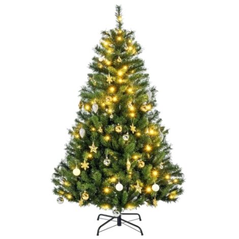 SOGES Albero di Natale artificiale, decorazioni incluse, 95 cm x 95 cm x 150 cm, verde