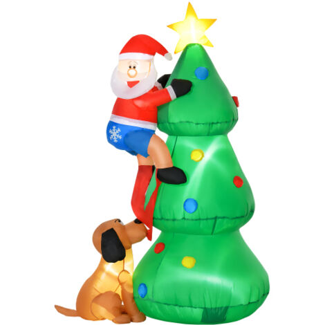 SOGES Albero di Natale gonfiabile, decorazione natalizia, 1,8 m, incl. soffiatore, 123 cm x 85 cm x 180 cm, verde + rosso