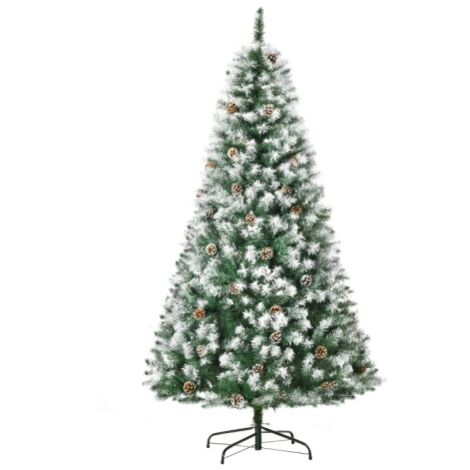 SOGES Árbol de Navidad artificial, 800 ramas, 61 piñas, puntas nevadas, ignífugo, 180 cm