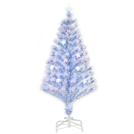 SOGES Árbol de Navidad artificial con 3 luces LED, abeto, PVC, metal, blanco y azul, Ø60 x 120 cm de alto