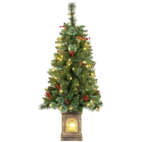 SOGES Árbol de Navidad artificial de 120 cm, abeto artificial con 100 luces LED, 8 modos, 214 puntas