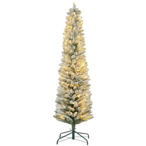SOGES Árbol de Navidad de 180 cm, luces LED, luces artificiales, ignífugo, base metálica, verde