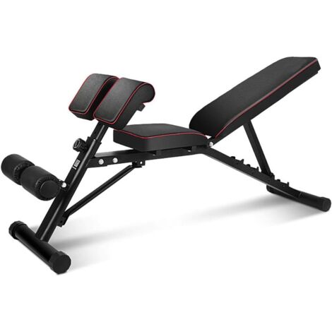 SOGES Banco de pesas plegable para entrenamiento en casa, gimnasio, levantamiento de pesas, abdominales y abdominales. Banco de entrenamiento multiusos plano e inclinable, color negro.