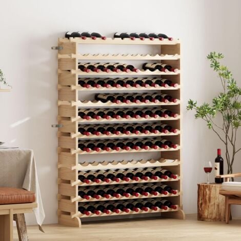 SOGES Botellero de madera Botellero de madera con capacidad para 120 botellas de vino