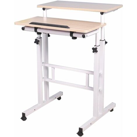 soges bureau debout pour Ordinateur Portable roulettes Support Table d'appoint pour Ordinateur Portable pour Bureau Chambre,érable Blanc 101-MP
