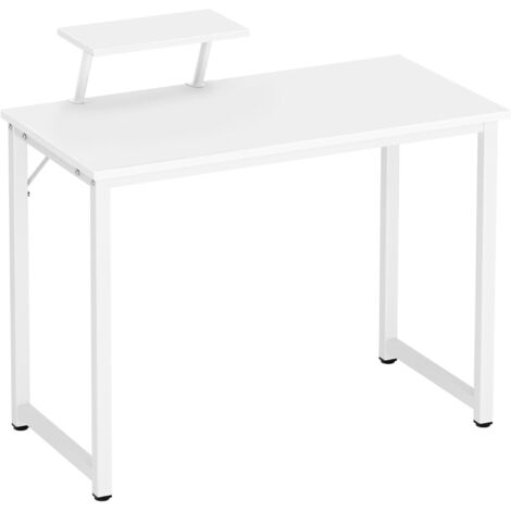 Soges Bureau d'ordinateur Table PC de Bureau en Bois et Acier Postes de Travail Informatique pour Ordinateur, 80 x 40 x 75 cm,Blanc