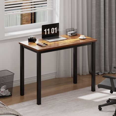 Soges – Bureau droit en métal 80x40x75 cm – Résistant aux rayures – Compatible avec rangements – Style rétro noir pour espace de travail