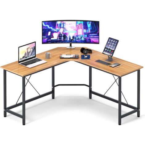 soges Bureau Informatique Coin en Forme de L Table 150 + 151cm en Bois pour Ordinateur Portable Station de Travail avec Support CPU ¨tude Table pour Maison et Bureau