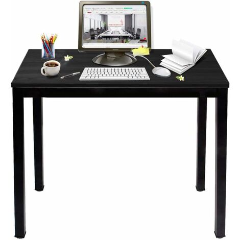 soges Bureau Informatique Meuble de Bureau pour Ordinateur Poste de Travail Table d’étude Table Salle à Manger pour Maison Bureau,100  60cm,Noir AC3CB-100-UK