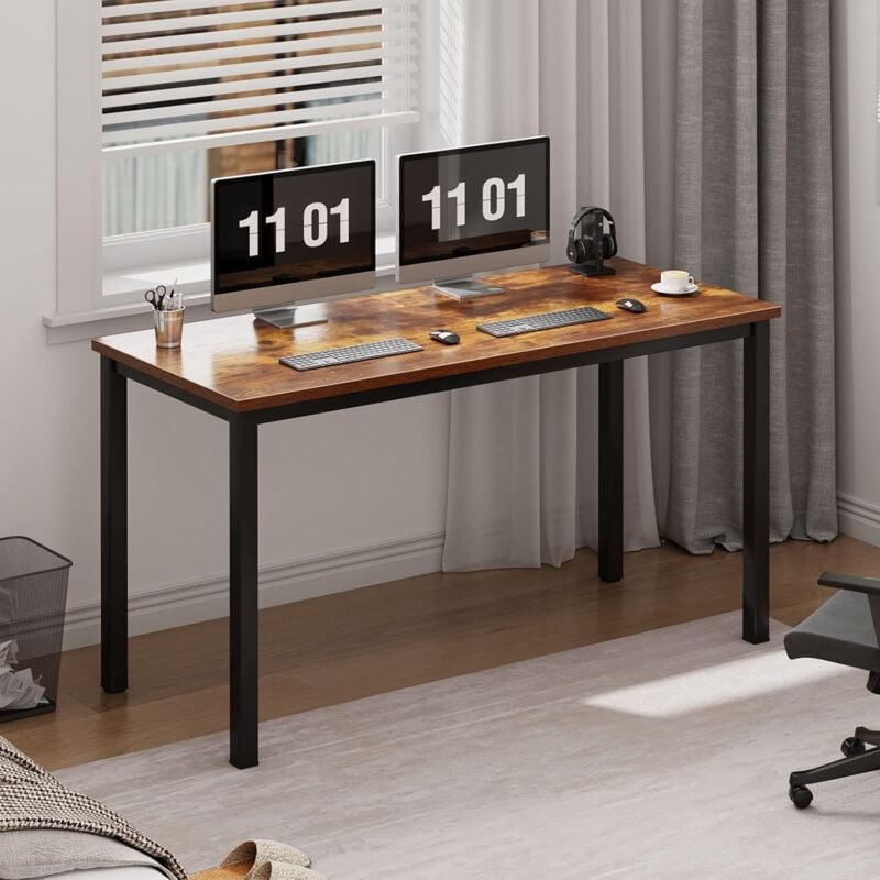 Bureau d'Ordinateur Table d'Étude Bureau Informatiques Postes de Travail 120x60cm pour Bureau Salle à Manger Salon Cuisine,vintage et noir - Soges