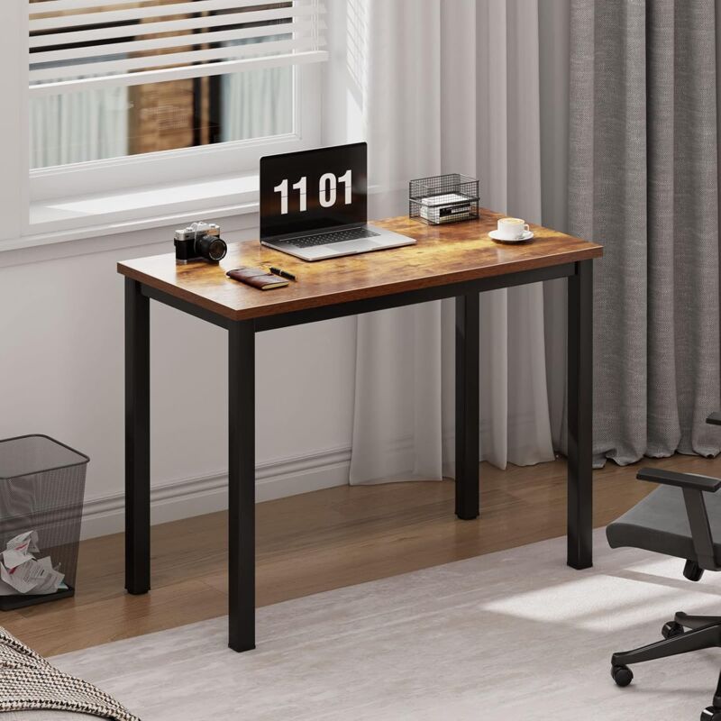 Bureau d'ordinateur Table pour Ordinateur pc avec Cadre en Métal 80 x 40x 75 cm,Rétro Noir - Soges