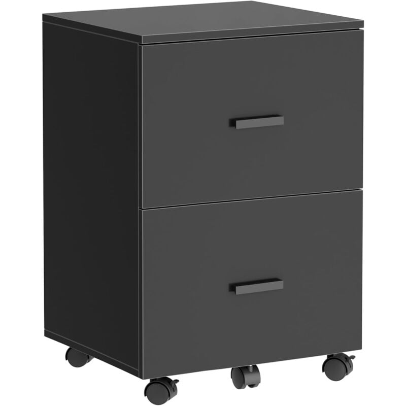 Caisson de bureau mobile 2 tiroirs -Roulettes verrouillables - Armoire de rangement polyvalente pour bureau -Noir - Soges