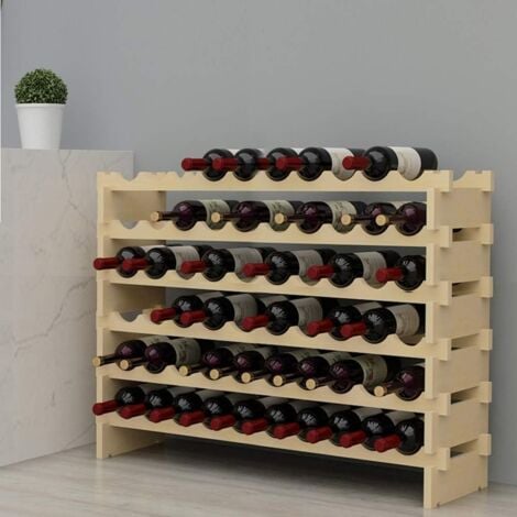 Soges Casier à vin à 6 étages, 60 bouteilles de vin, bois, 110X30X80.5 CM