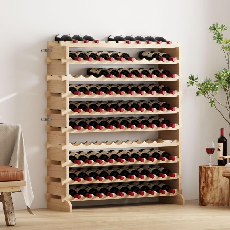 Soges - tagère à vin en bois pour 100 bouteilles de vin, étagère à vin, étagère à boissons pour cuisine, salle à manger, bar, journal