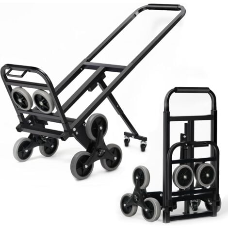 Soges Diable Pliable Chariot de Transport Chariots de Manutention en Aluminium Chariot à Bagages Pliable,Charge Max. 150Kg,Noir