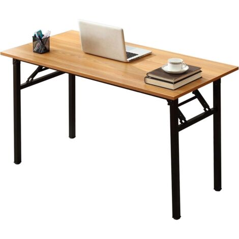 SOGES Escritorio plegable, 120 x 60 x 75 cm, escritorio compacto para ordenador, mobiliario de oficina, escritorio para PC, mesa de trabajo,Teca negra