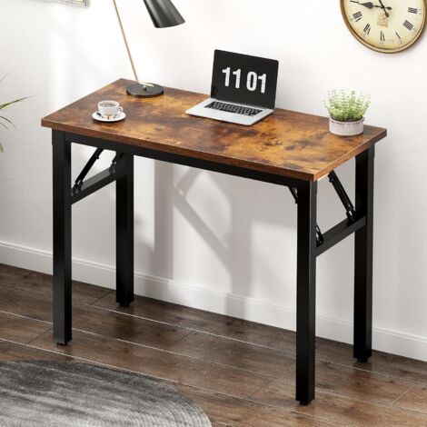 SOGES Escritorio plegable, 80 x 40 cm, escritorio compacto para ordenador, mobiliario de oficina, escritorio para PC, mesa de trabajo,Negro vintage