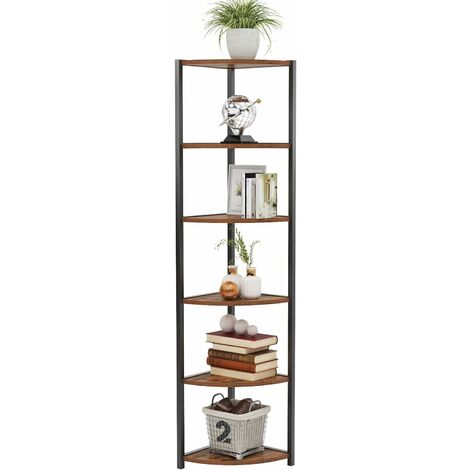 Soges – Étagère d'angle 6 niveaux en bois et métal – 65 pouces de hauteur – Support de plantes et rangement décoratif – Charge maximale élevée