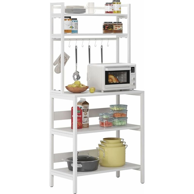 Tagère de rangement de cuisine avec étagère adaptée aux ustensiles de cuisine micro-ondes 80L x 40L x 170H cm blanc - Soges