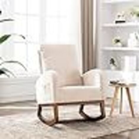 SOGES Fauteuil à Bascule Confortable à Grand Dossier Rembourré, Chaise Loisir, Chaise Berçante pour Salon, Chambre à Coucher, Bureau