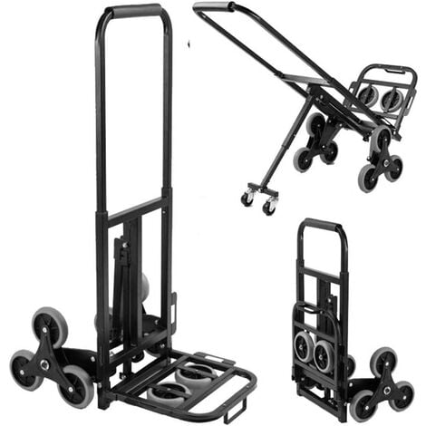 Soges Heavy Duty Sackkarre Trolley Treppensteigkarre Sackkarre Climber Trolley mit Teleskopgriff und Hilfsrädern zum Treppensteigen, Tragfähigkeit: 150 kg,KT-2025B