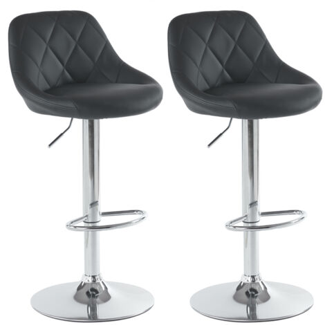 Soges Lot de 2 tabourets de bar en cuir synthétique, hauteur réglable et pivotante, avec dossier confortable, pour la maison, le bureau, la cuisine ou le bar, Noir