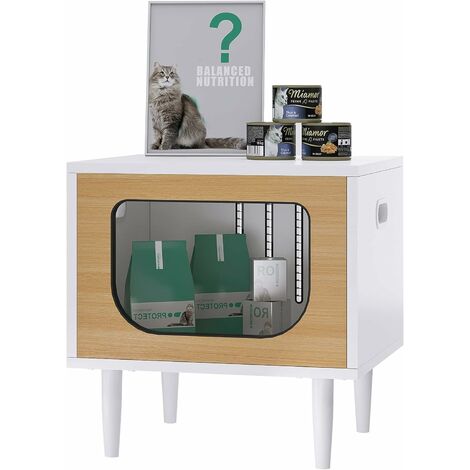 soges Maison pour Chat et Table de Nuit, Table d'appoint pour Maison de Chat, Maison pour Chat décorative Blanche, Table de Nuit pour Chat pour Salon, Salle à Manger, Chambre, Balcon