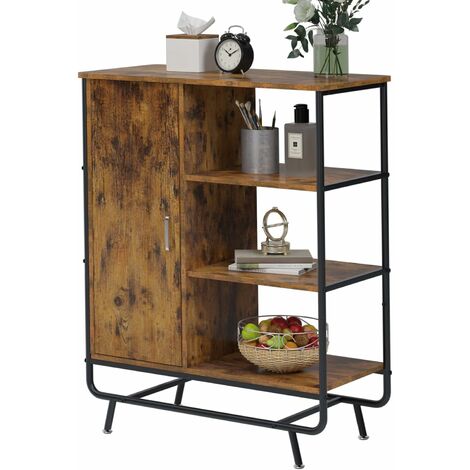 soges Meuble de rangement au sol industriel, buffet de cuisine Soges avec 3 étagères ouvertes, meuble d'appoint au sol avec 3 étagères ouvertes, armoire de buffet de cuisine pour salon, chambre, entré