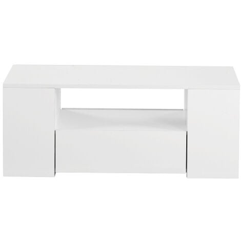 EKASN Soges Moderner Couchtisch Hochglanz Wohnzimmermöbel 2 Schubladen und 2 Regalsofa Couchtisch Beistelltisch (95 x 53 x 37cm)