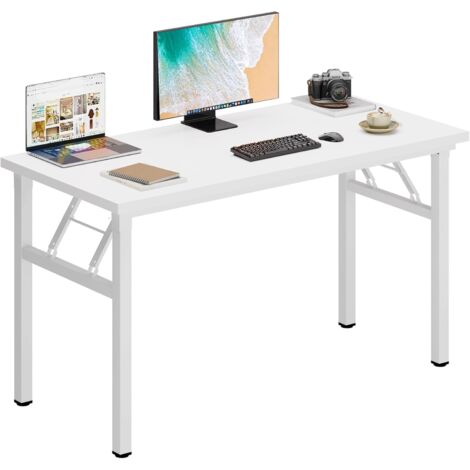Soges Petite Table Pliante、Bureau d'angle pour Bureau à Domicile,120x60x75cm,Blanc