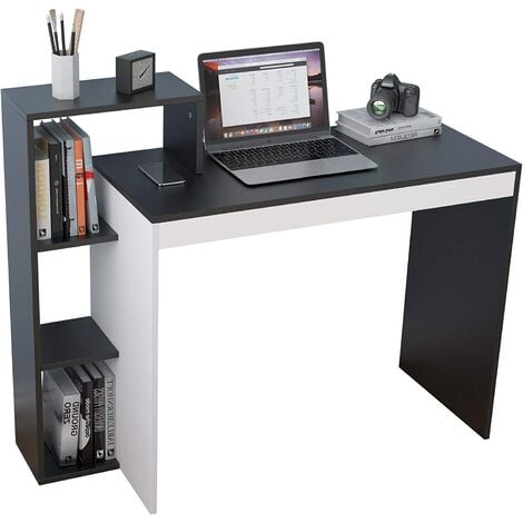 DLANDHOME Soges Schreibtisch mit Regal 110 cm x 40 cm Computertisch Bürotisch Arbeitstisch Arbeitstisch für Home Office Kompakter Schreibtisch