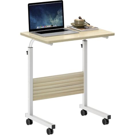 Soges – Table d'appoint réglable en hauteur 60 x 40 cm – Hauteur 71 à 90 cm – 4 roulettes verrouillables – Plaque de fibre écologique et acier