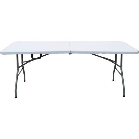 soges Table de Jardin Longue Pliable Réglable en Hauteur Camping Pliante Traiteur Barbecue Buffet Bière Tables de Pique-Nique Plastique Robuste, Blanc
