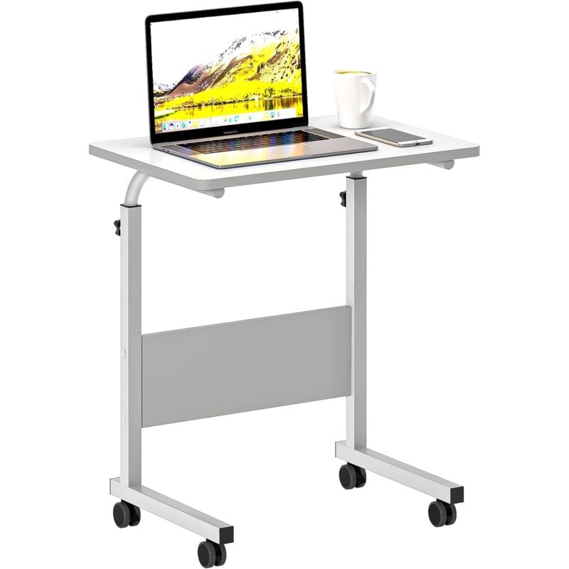Soges - Table d'appoint réglable en hauteur pour bureau d'ordinateur portable 60 x 40 cm, table de support d'ordinateur avec 4 roulettes