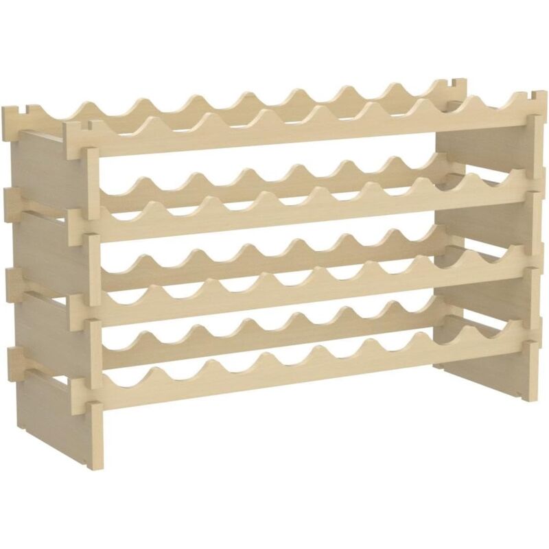 Soges - Casier à vin à 4 étages, 32 bouteilles de vin, bois, 90X30X54 cm