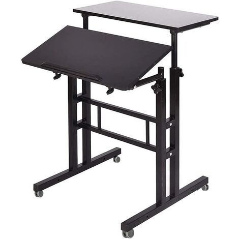 soges Verstellbarer Stehpult， Computertisch ，Arbeitsstation Sitz-Steh-Desktop-Stehpult, Schwarz 101-BK