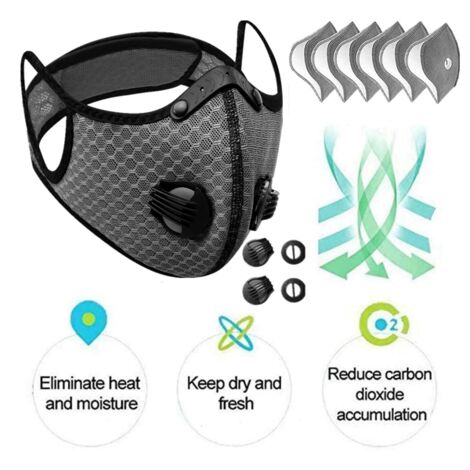SOGES Wiederverwendbare Halbgesichtsmaske mit Filter, geeignet für Radfahren und andere Outdoor-Sportarten, Grau