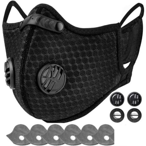 SOGES Wiederverwendbare Halbgesichtsmaske mit Filter, geeignet für Radfahren und andere Outdoor-Sportarten, Schwarz