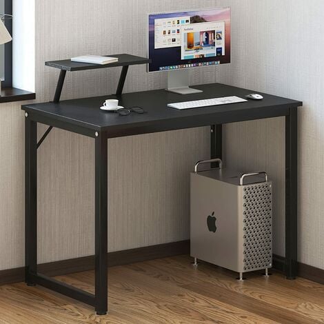 SogesHome Computertisch 100 cm Schreibtisch Arbeitstisch mit Speicherplatine Bürotisch für PC und Laptop aus Holz und Metall